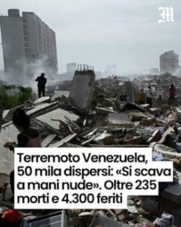 IL 26 LUGLIO COLLETTA NAZIONALE IN AIUTO DEL VENEZUELA COLPITO DAL TERREMOTO