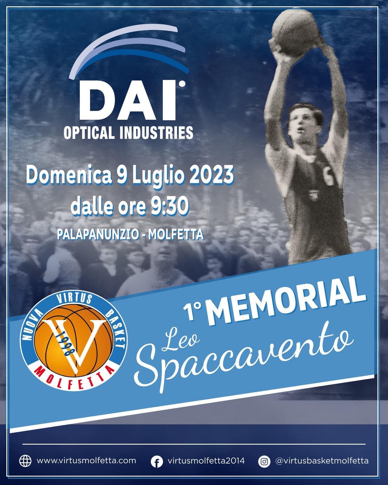 LA VIRTUS BASKET MOLFETTA ORGANIZZA IL PRIMO MEMORIAL LEO SPACCAVENTO