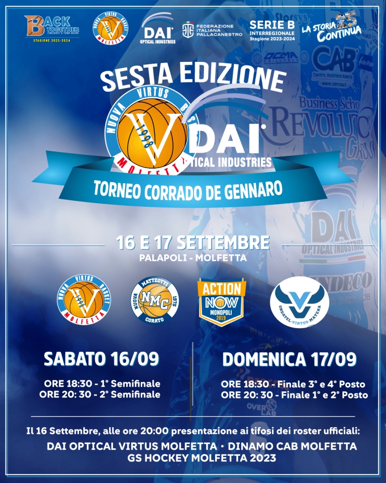 IL 16 E 17 SETTEMBRE SESTA EDIZIONE DEL TORNEO DI BASKET CORRADO DE GENNARO