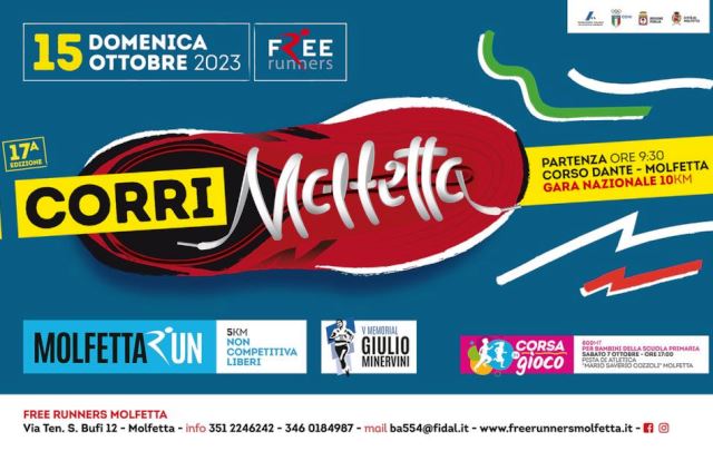 CORRIMOLFETTA 2023: DOMENICA 15 OTTOBRE LA 17^ EDIZIONE DELLA GARA COMPETITIVA SU 10 KM