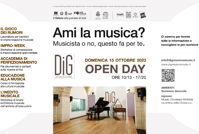 AMI LA MUSICA? MUSICISTA O NO, QUESTO FA PER TE: DIGRESSIONE MUSIC ORGANIZZA DEI CORSI MUSICALI GRATUITI CHE SI TERRANNO NEI NUOVI AMBIENTI DEL SEMINARIO VESCOVILE