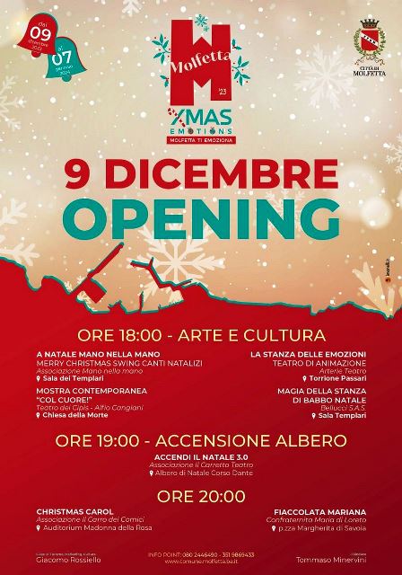 SABATO 9 DICEMBRE INIZIANO NELLA NOSTRA CITT GLI APPUNTAMENTI DI MOLFETTA XMAS EMOTION 2023