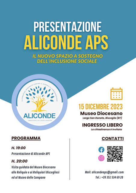 PER COMBATTERE IL DISAGIO E LEMERGINAZIONE NASCE A BISCEGLIE LASSOCIAZIONE DI PROMOZIONE SOCIALE ALICONDE