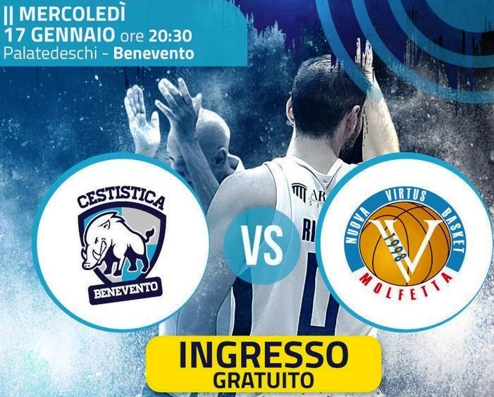 DAI OPTICAL VIRTUS BASKET MOLFETTA NUOVAMENTE IN CAMPO PER IL TURNO INFRASETTIMANALE. TRASFERTA IN CAMPANIA CONTRO LA CESTISTICA BENEVENTO