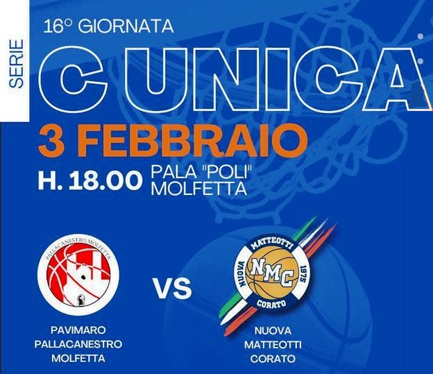 TORNARE A VINCERE: QUESTO LOBIETTIVO DELLA PALLACANESTRO MOLFETTA CHE SABATO 3 FEBBRAIO AFFRONTA AL PALAPOLI LA NUOVA MATTEOTTI CORATO