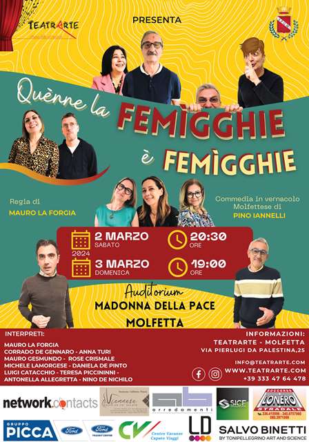 SABATO 2 E DOMENICA 3 MARZO LA COMPAGNIA ARTISTICA DI TEATRARTE METTE IN SCENA LO SPETTACOLO 