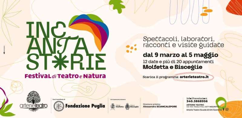 ARTERIE TEATRO PRESENTA A MOLFETTA E BISCEGLIE, DAL 9 MARZO AL 5 MAGGIO, IL FESTIVAL DI TEATRO E NATURA DAL TITOLO INCANTASTORIE