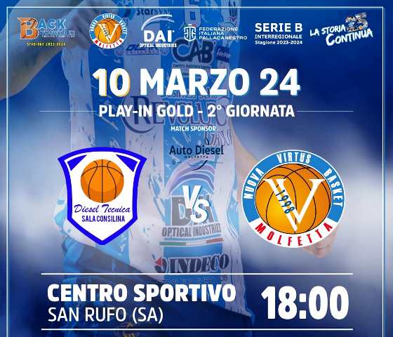 SECONDA GARA DEI PLAYOFF PROMOZIONE PER LA DAI OPTICAL VIRTUS BASKET MOLFETTA