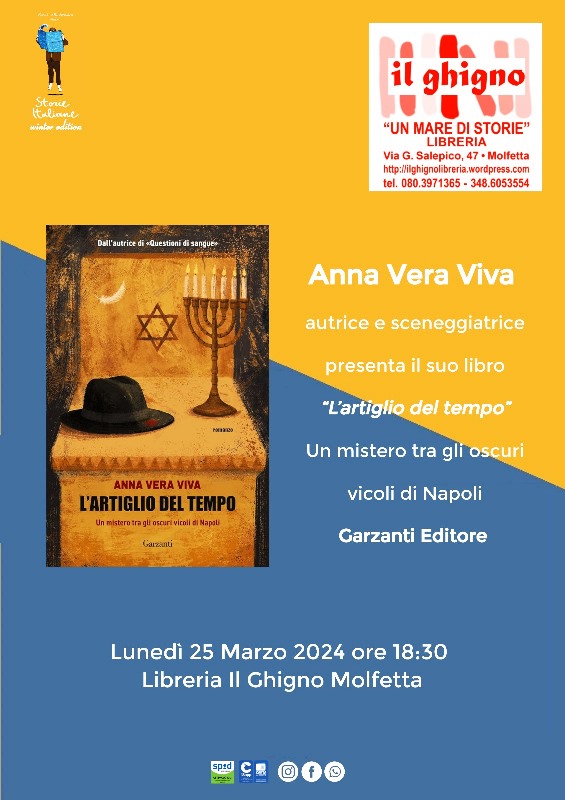 L'AUTRICE E SCENEGGIATRICE ANNA VERA VIVA SAR A MOLFETTA LUNED 25 MARZO PER PRESENTARE IL SUO LIBRO 