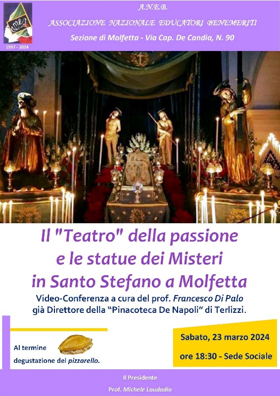 QUESTA SERA PRESSO LA SEDE DELL'ANEB, CONFERENZA DEL PROF. FRANCESCO DI PALO SU 