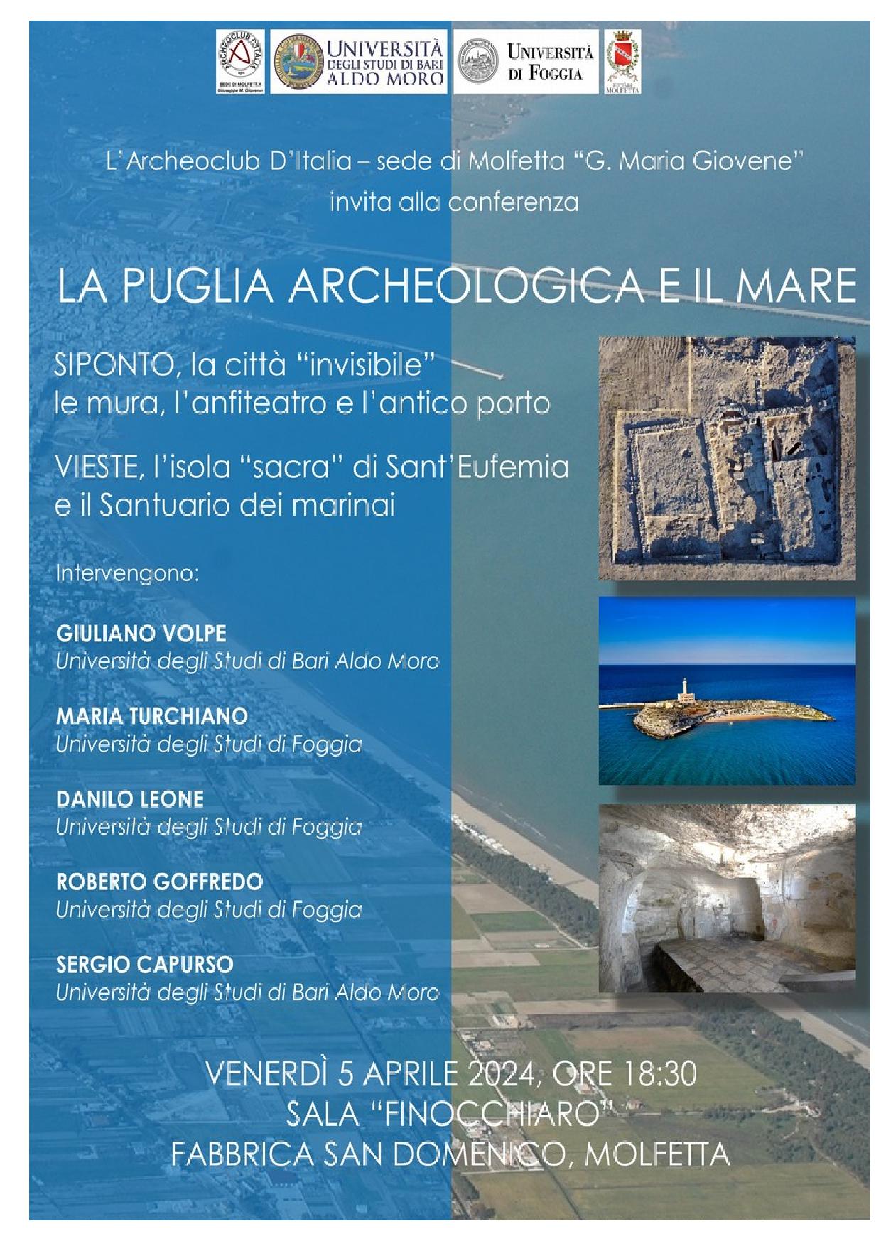 INTERESSANTE CONVEGNO DELL'ARCHEOCLUB D'ITALIA SU PUGLIA ARCHEOLOGICA E IL MARE