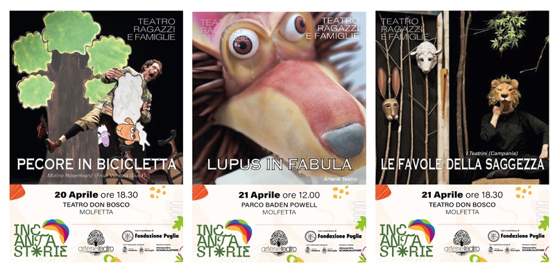 WEEK-END DEDICATO AL TEATRO PER BAMBINI, RAGAZZI E ADULTI A MOLFETTA. INCANTASTORIE FESTIVAL DI TEATRO E NATURA PROPONE TRE APPUNTAMENTI