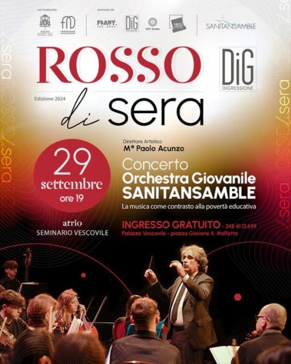 DIGRESSIONE MUSIC PROPONE UN NUOVO APPUNTAMENTO DI ROSSODISERA CON IL CONCERTO DELLORCHESTRA GIOVANILE SANITANSAMBLE