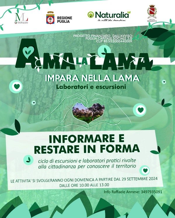 DOMENICA 13 OTTOBRE APPUNTAMENTO AL PARCO NATURALE DI LAMA MARTINA A MOLFETTA PER UNA PASSEGGIATA FOTOGRAFICA