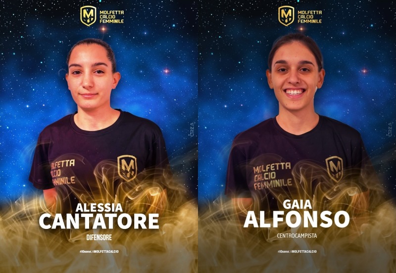 ALESSIA CANTATORE E GAIA ALFONSO GIOCHERANNO CON LA MOLFETTA CALCIO FEMMINILE ANCHE PER LA PROSSIMA STAGIONE