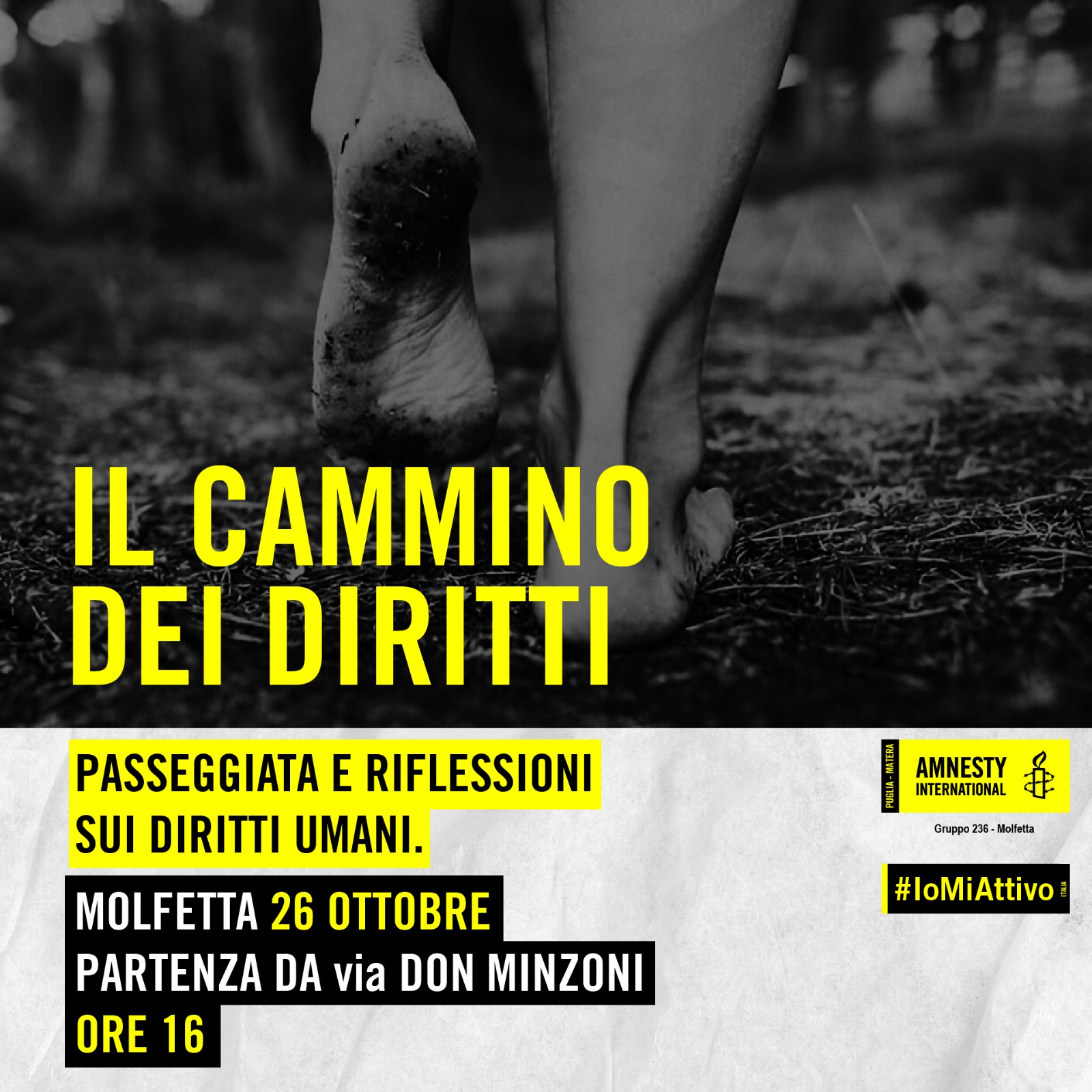 INIZIATIVA DI AMNESTY INTERNATIONAL GRUPPO 236 DI MOLFETTA CHE PROPONE IL CAMMINO DEI DIRITTI