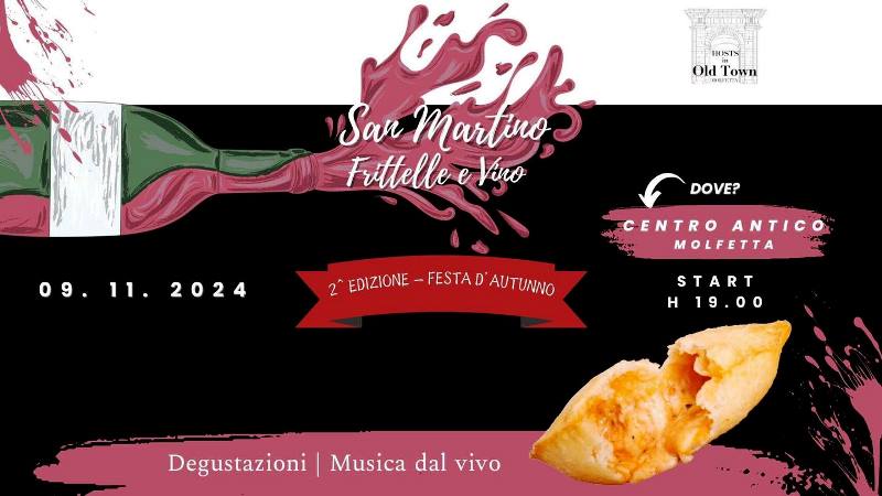 UNA SERATA DEDICATA ALLE FRITTELLE DI SAN MARTINO E AL VINO: SABATO 9 NOVEMBRE LA SECONDA EDIZIONE DELLA FESTA DAUTUNNO