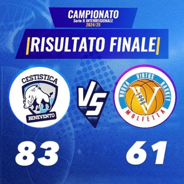 TERZA SCONFITTA CONSECUTIVA PER LA DAI OPTICAL VIRTUS BASKET MOLFETTA NELLA TRASFERTA DI BENEVENTO