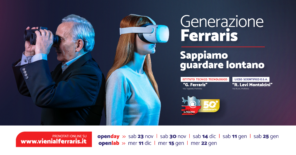 SABATO 23 NOVEMBRE IL PRIMO OPEN DAY DELL'IISS GALILEO FERRARIS, UNA SCUOLA CHE SA GUARDARE LONTANO