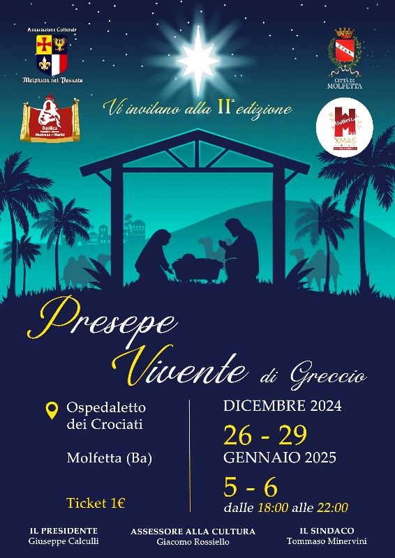 OGGI, GIOVED 26 DICEMBRE, PRIMA GIORNATA DEL PRESEPE VIVENTE DI GRECCIO NEL SUGGESTIVO SCENARIO DELL'OSPEDALETTO DEI CROCIATI