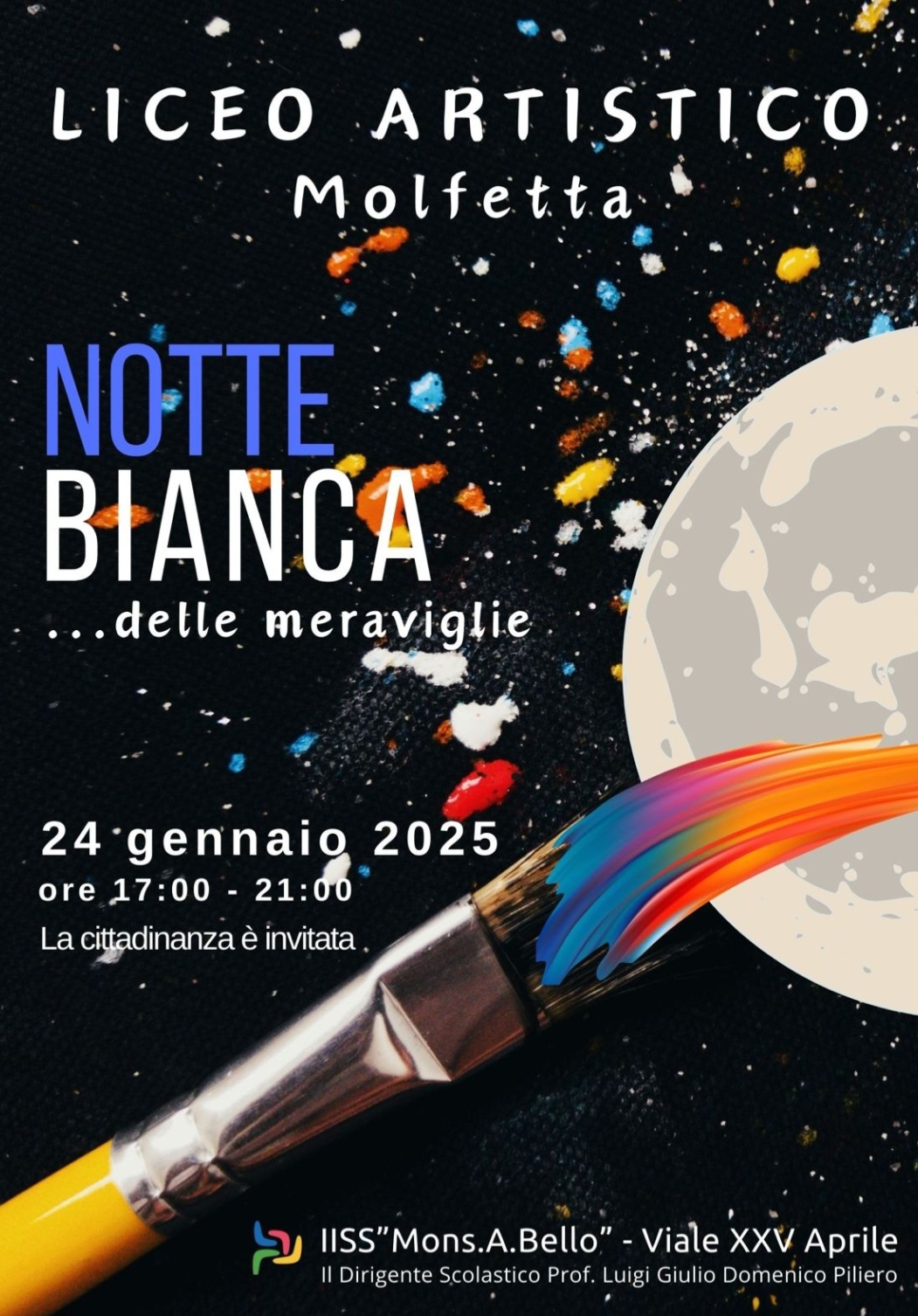 VENERD 24 GENNAIO IL LICEO ARTISTICO MONS. A BELLO DI MOLFETTA APRIR LE SUE PORTE AL PUBBLICO PER UNA NOTTE BIANCA INDIMENTICABILE