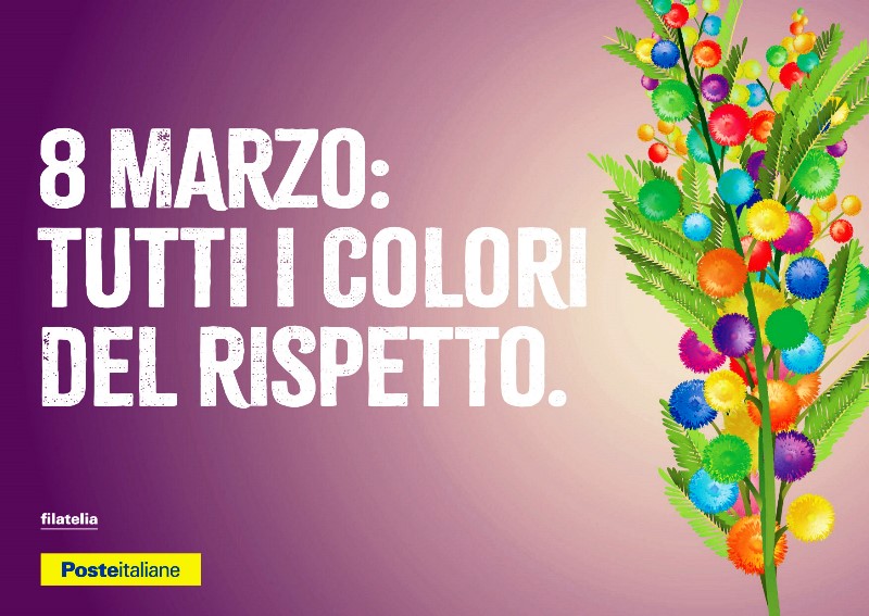 POSTE ITALIANE CELEBRA, CON UNA CARTOLINA FILATELICA E UN ANNULLO SPECIALE, LA GIORNATA INTERNAZIONALE  DELLA DONNA