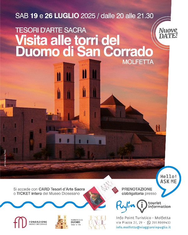 PROGRAMMATE DUE NUOVE DATE PER LA VISITA STRAORDINARIA DELLE TORRI DEL  DUOMO DI SAN CORRADO