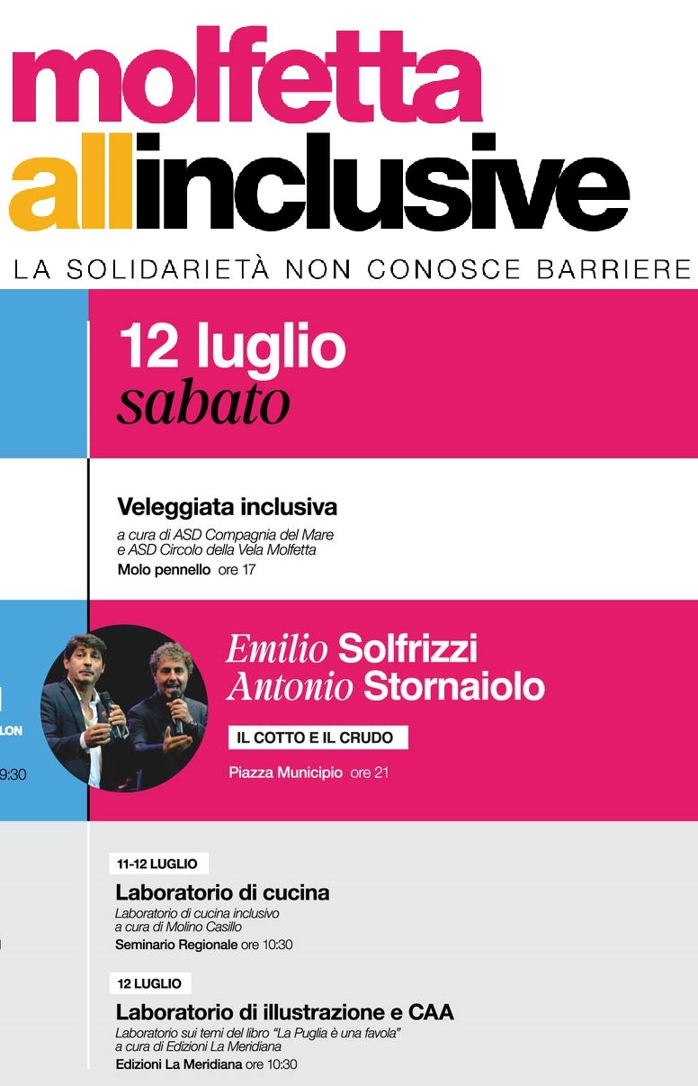 SI CHIUDE QUESTA SERA MOLFETTA ALL INCLUSIVE CON LO SPETTACOLO DI TOTI E TATA, IL COTTO E IL CRUDO
