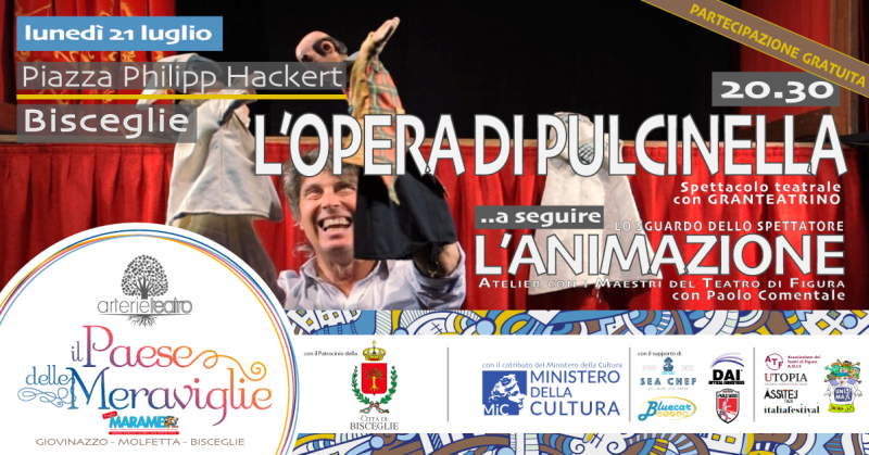 IL PAESE DELLE MERAVIGLIE - MARAMEO FESTIVAL 11^ EDIZIONE FA TAPPA A BISCEGLIE PER UNA TRE GIORNI DEDICATA A BAMBINI E FAMIGLIE CON I MAESTRI DEL TEATRO DI FIGURA
