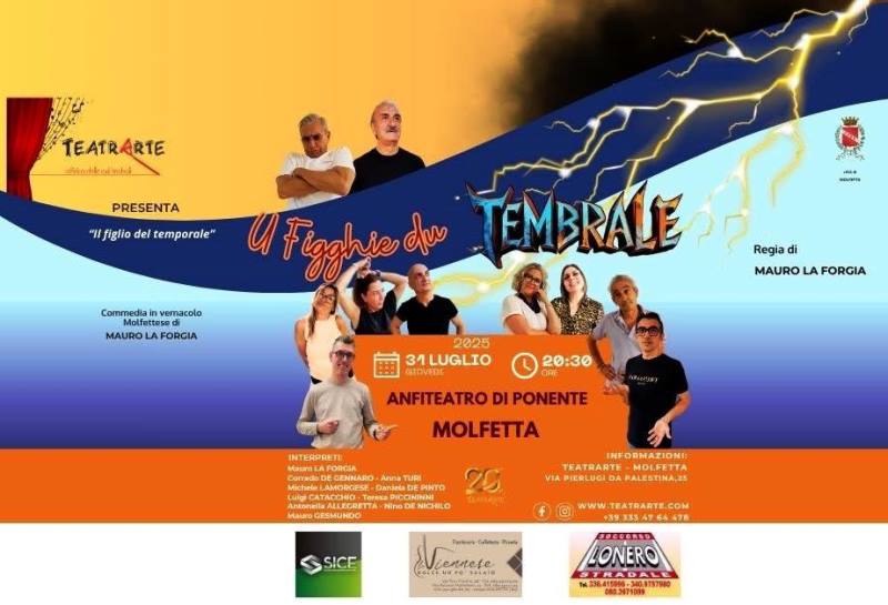 UNA SERATA ALL'INSEGNA DEL DIVERTIMENTO CON LA COMPAGNIA TEATRARTE CHE PRESENTA LA COMMEDIA IN VERNACOLO MOLFETTESE U FIGGHIE DU TEMBRALE