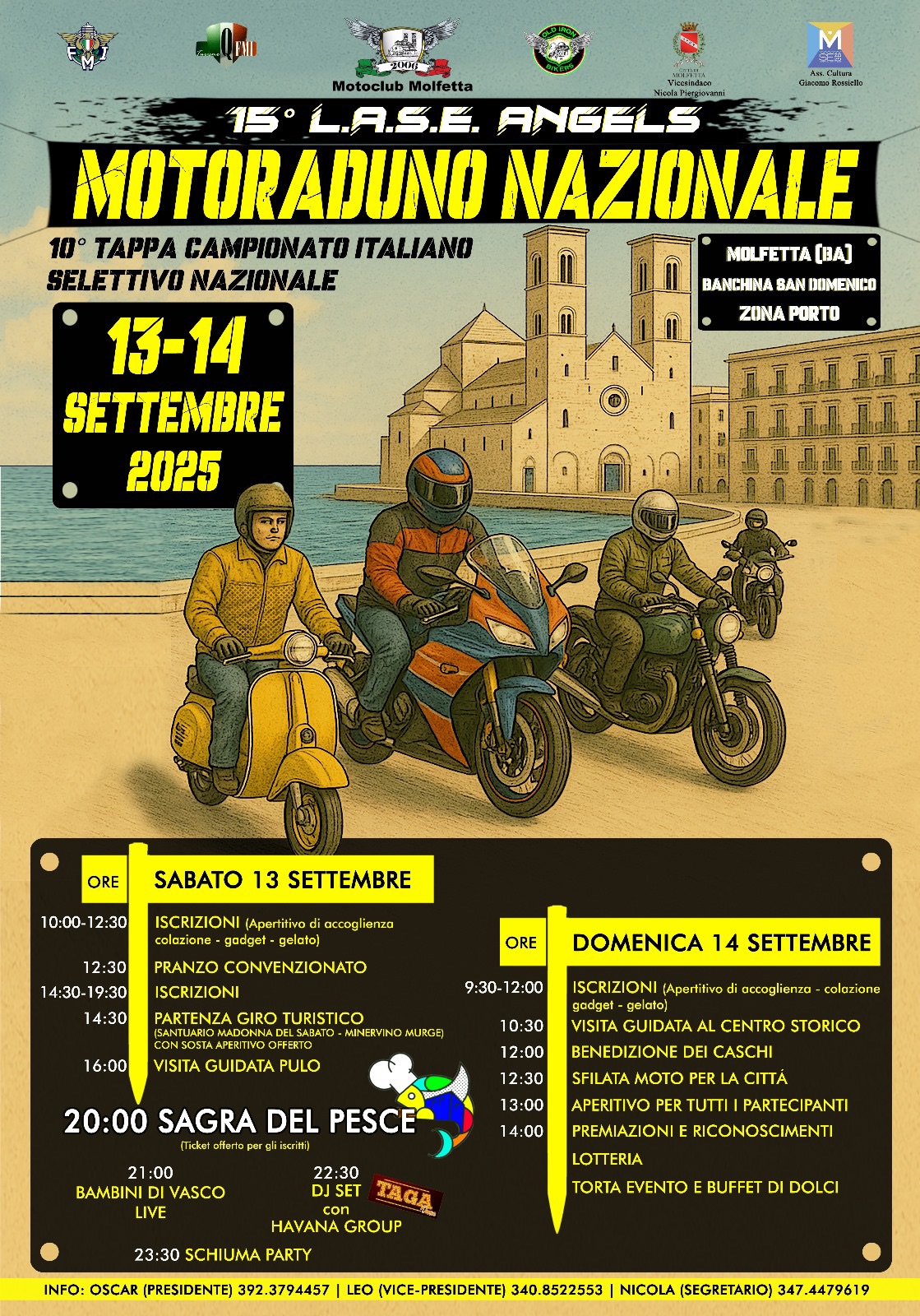 IL 13 E 14 SETTEMBRE PROSSIMI IL MOTORADUNO CITTA' DI MOLFETTA E LA SAGRA DEL PESCE AZZURRO