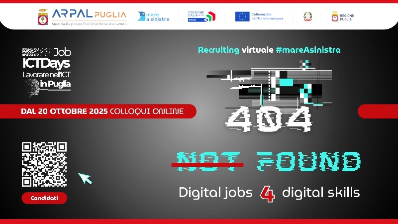 ICT JOB DAYS, IL PRIMO RECRUITING #MAREASINISTRA DEI CENTRI IMPIEGO BARI, BAT, FOGGIA