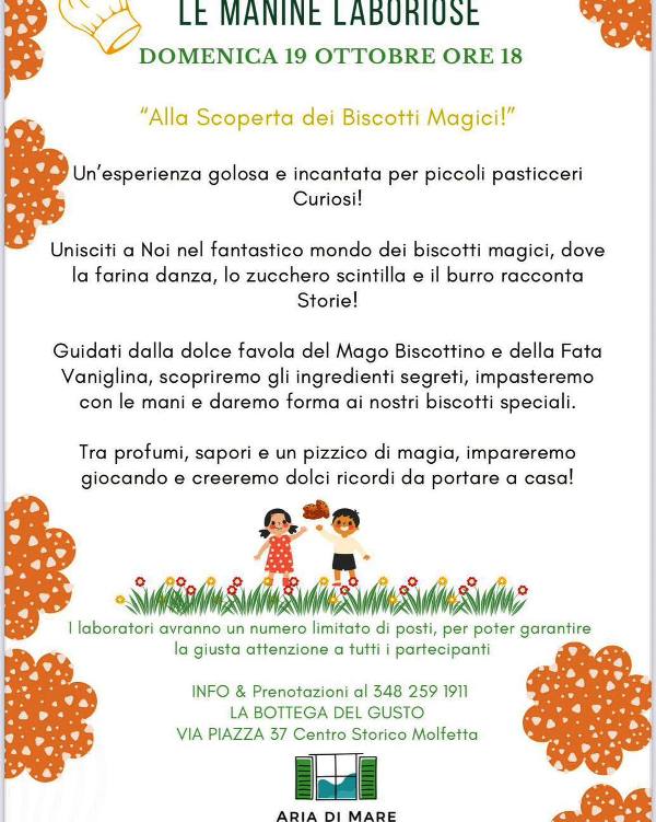 DOMENICA 19 OTTOBRE LE MANINE LABORIOSE DI PICCOLI PASTICCERI ALLOPERA: 