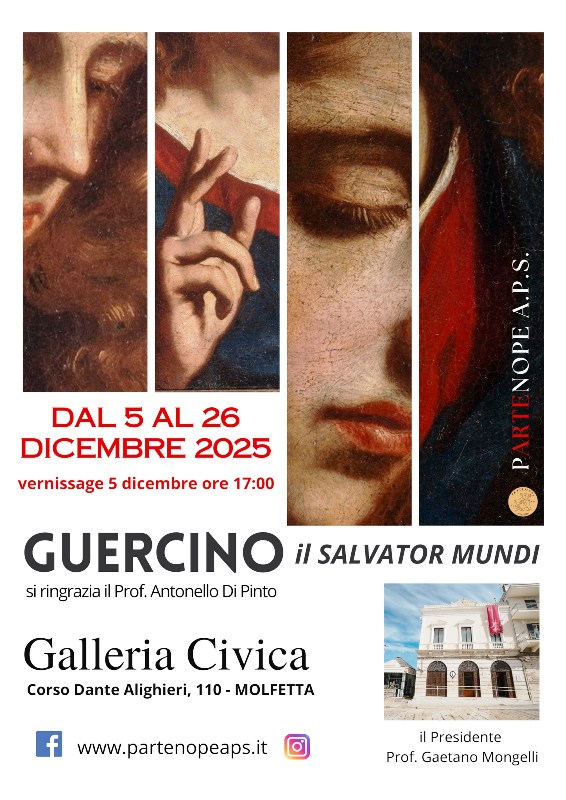 DAL 5 AL 26 DICEMBRE, LA GALLERIA CIVICA DI MOLFETTA OSPITER IL SALVATOR MUNDI, STRAORDINARIA OPERA DI GIOVANNI FRANCESCO BARBIERI, DETTO IL GUERCINO