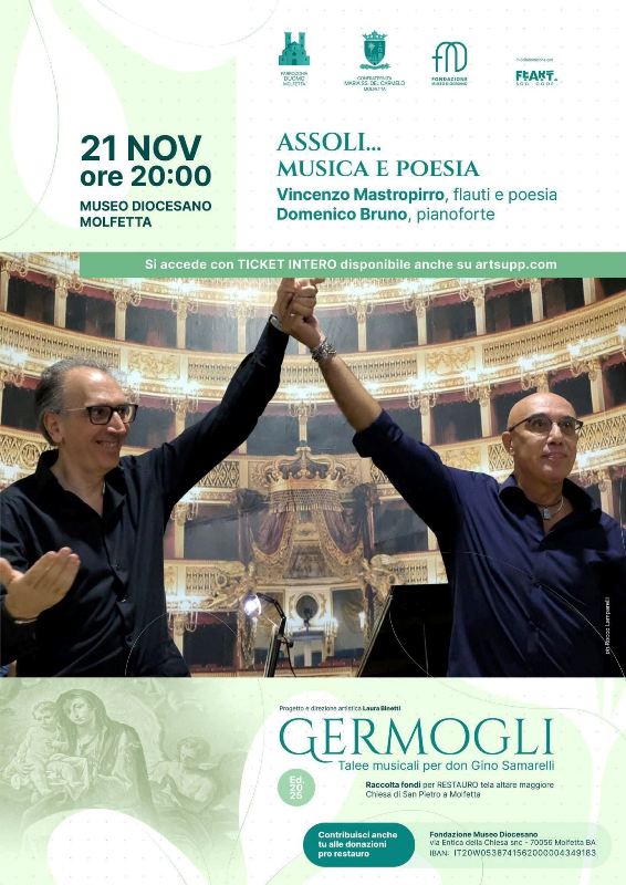 NUOVO APPUNTAMENTO DELLA RASSEGNA GERMOGLI. TALEE MUSICALI PER DON GINO. VENERD 21 NOVEMBRE IL CONCERTO ASSOLI RECITAR SONANDO