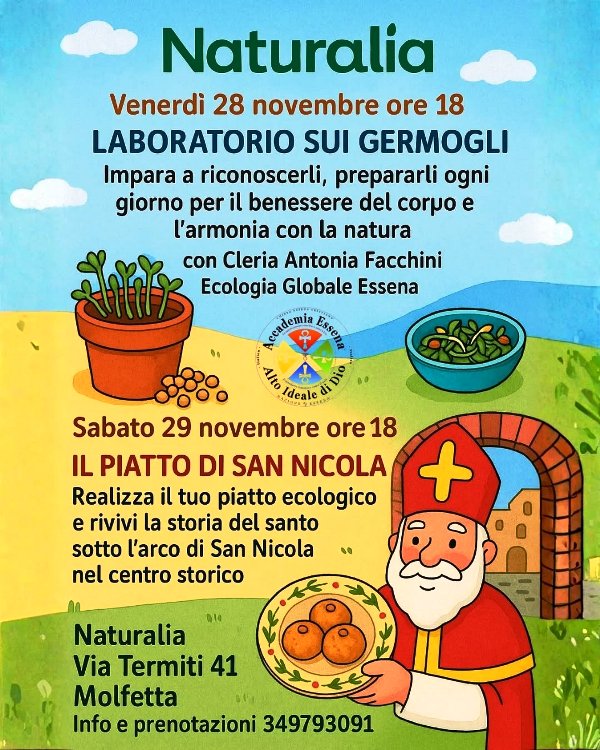DUE NUOVI APPUNTAMENTI, VENERDI' 28 E SABATO 29 NOVEMBRE CON I LABORATORI DI NATURALIA