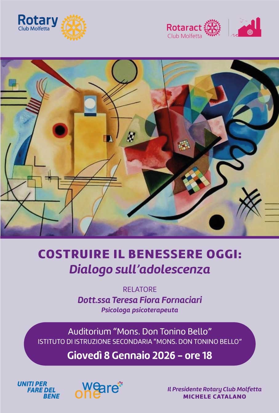 IL ROTARY CLUB MOLFETTA ORGANIZZA UN INCONTRO SUL TEMA �COSTRUIRE IL BENESSERE OGGI: DIALOGO SULL�ADOLESCENZA�