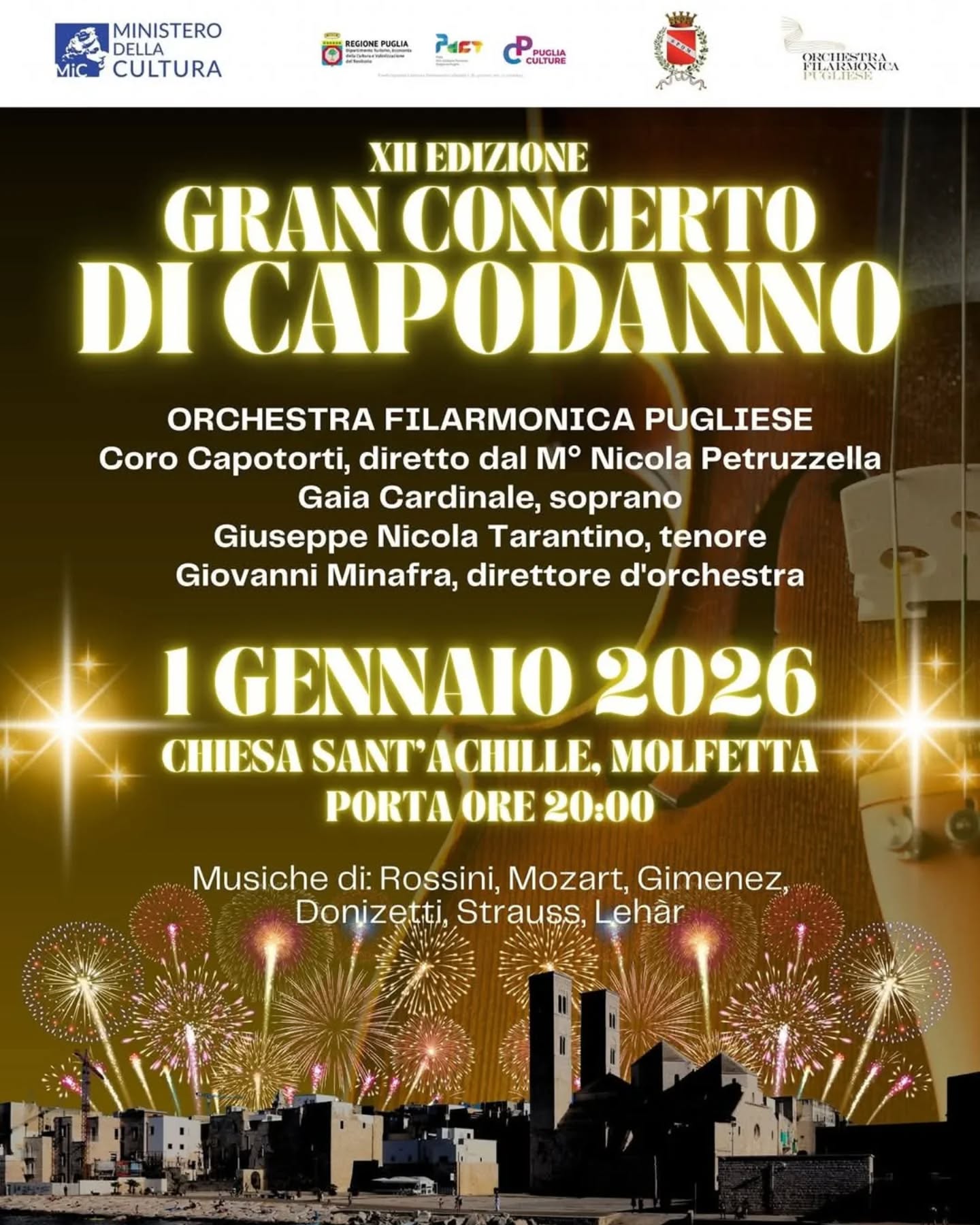 CONCERTO DI CAPODANNO NELLA CHIESA DI S. ACHILLE A MOLFETTA E' SOLD OUT