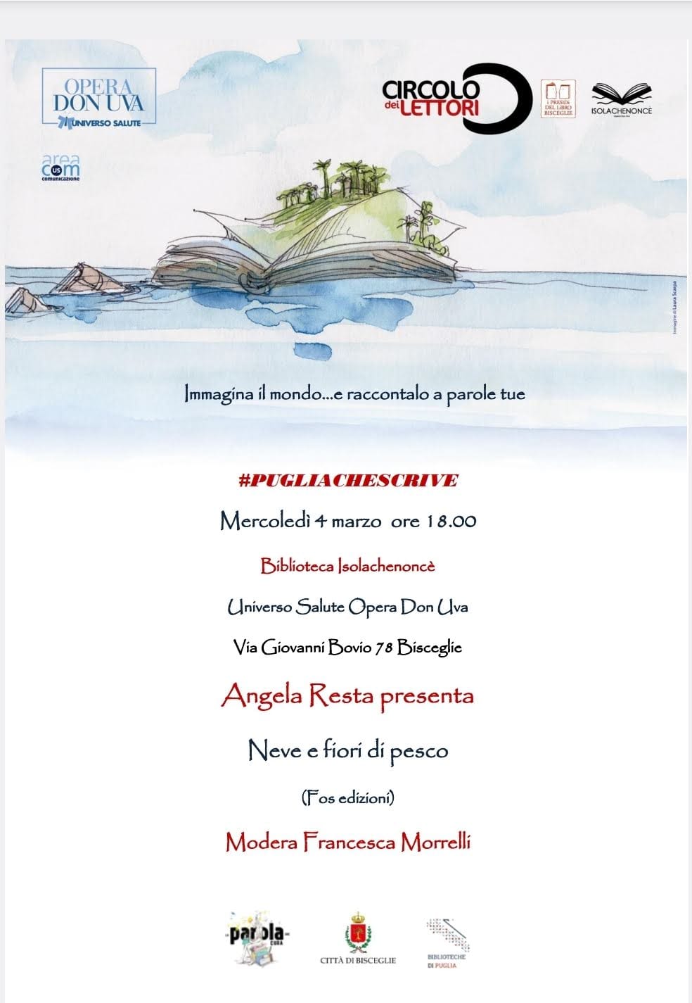 SARA' PRESENTATO A BISCEGLIE PRESSO LA BIBLIOTECA ISOLACHENONCE', ALL�UNIVERSO SALUTE OPERA DON UVA, IL PRIMO ROMANZO DELL�AUTRICE PUGLIESE ANGELA RESTA