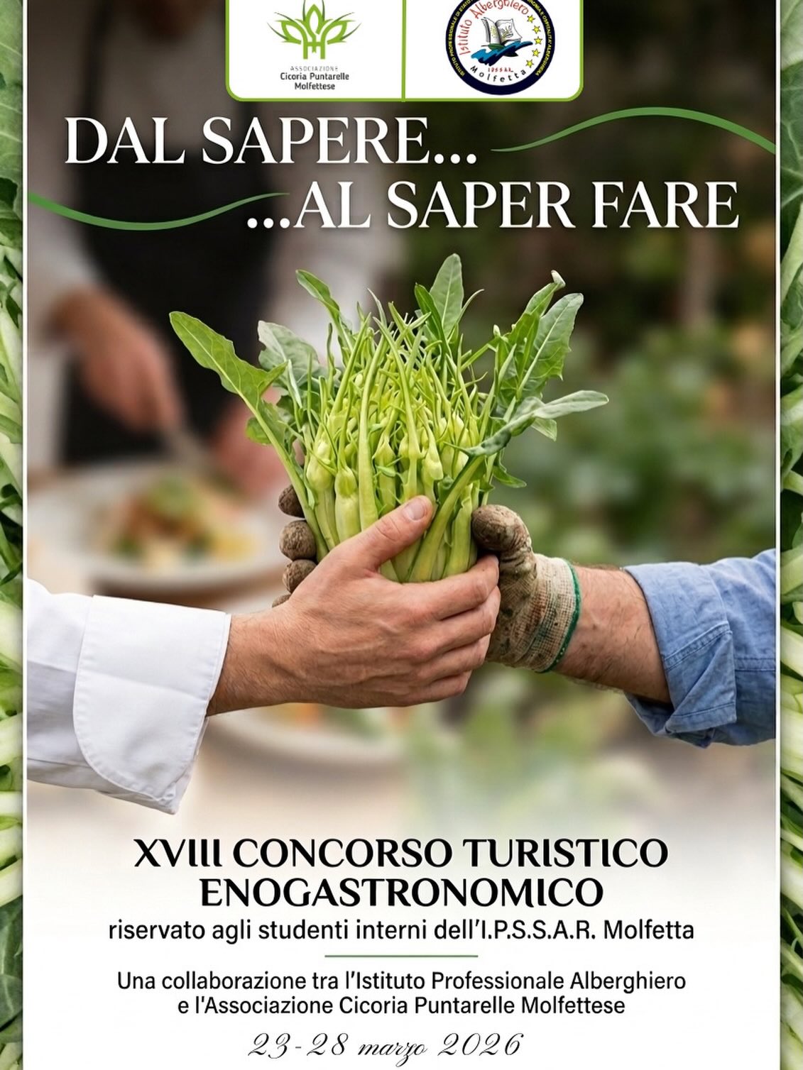 NASCE UNA COLLABORAZIONE TRA L�ASSOCIAZIONE CICORIA PUTARELLE MOLFETTESE E L�ISTITUTO ALBERGHIERO DI MOLFETTA