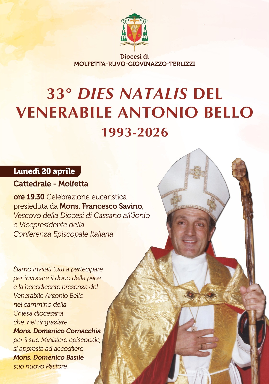 IL 20 APRILE RICORRE IL 33� ANNIVERSARIO DELLA MORTE DI DON TONINO BELLO