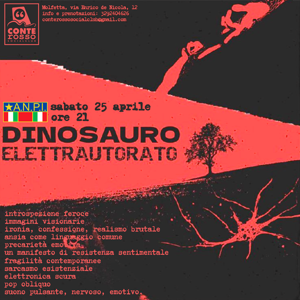 SABATO 25 APRILE PRESSO CONTEROSSO SOCIAL CLUB A MOLFETTA CONCERTO DELLA BAND ROMANA DINOSAURO