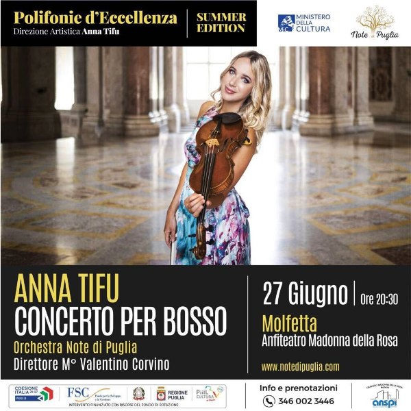 ANNA TIFU APRE LA SUMMER EDITION DI POLIFONIE D'ECCELLENZA CON L'ESOCONCERTO DI EZIO BOSSO