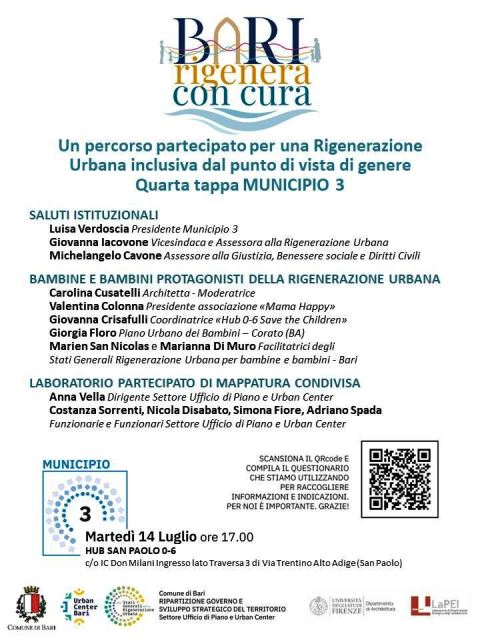BARI RIGENERA CON CURA: A SAN PAOLO UN INCONTRO SULLA CITT� A MISURA DI BAMBINE E BAMBINI