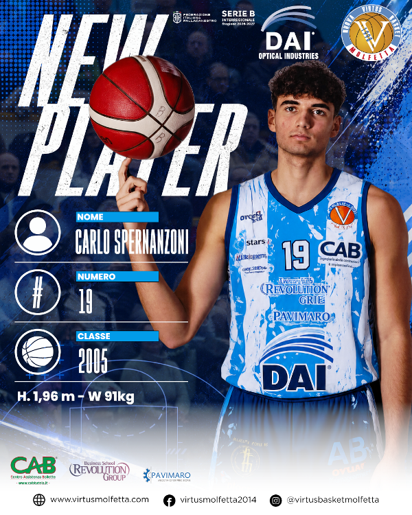 CARLO SPERNANZONI NUOVA ALA DELLA DAI OPTICAL VIRTUS BASKET MOLFETTA