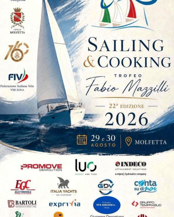 SAILING & COOKING 2026, A MOLFETTA LA REGATA CHE UNISCE VELA E TRADIZIONE GASTRONOMICA