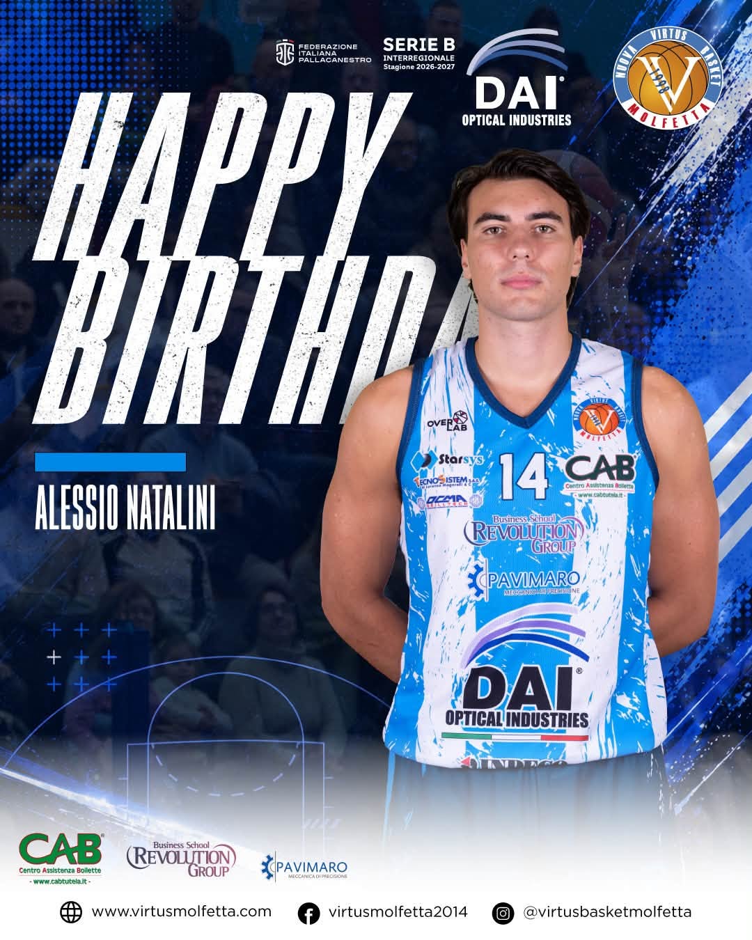 ALESSIO NATALINI ANCORA IN BIANCOAZZURRO, LA VIRTUS MOLFETTA PUNTA SULLA CONTINUIT�