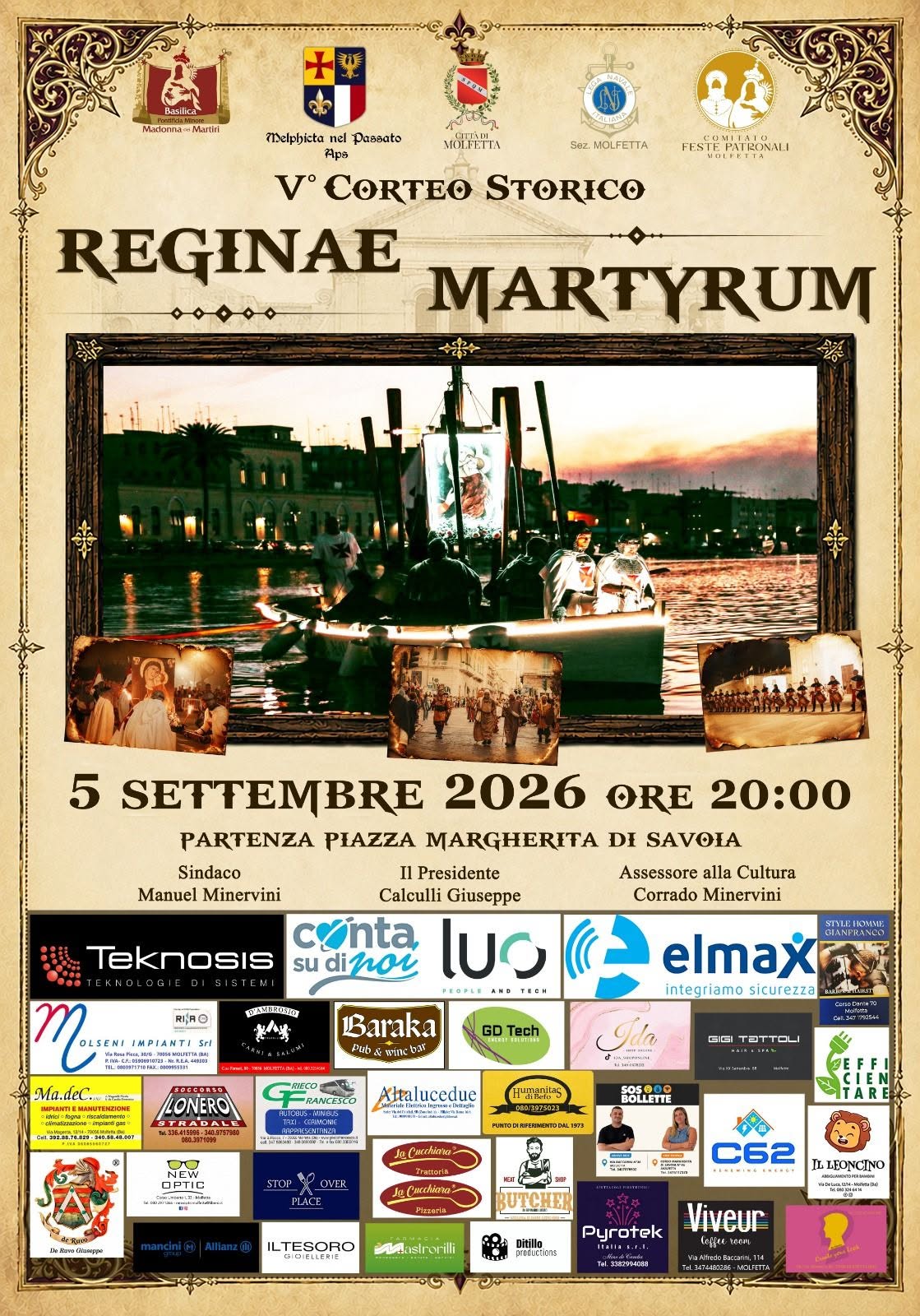 REGINAE MARTYRUM, IL 5 SETTEMBRE TORNA A MOLFETTA IL CORTEO STORICO DELLA DEVOZIONE