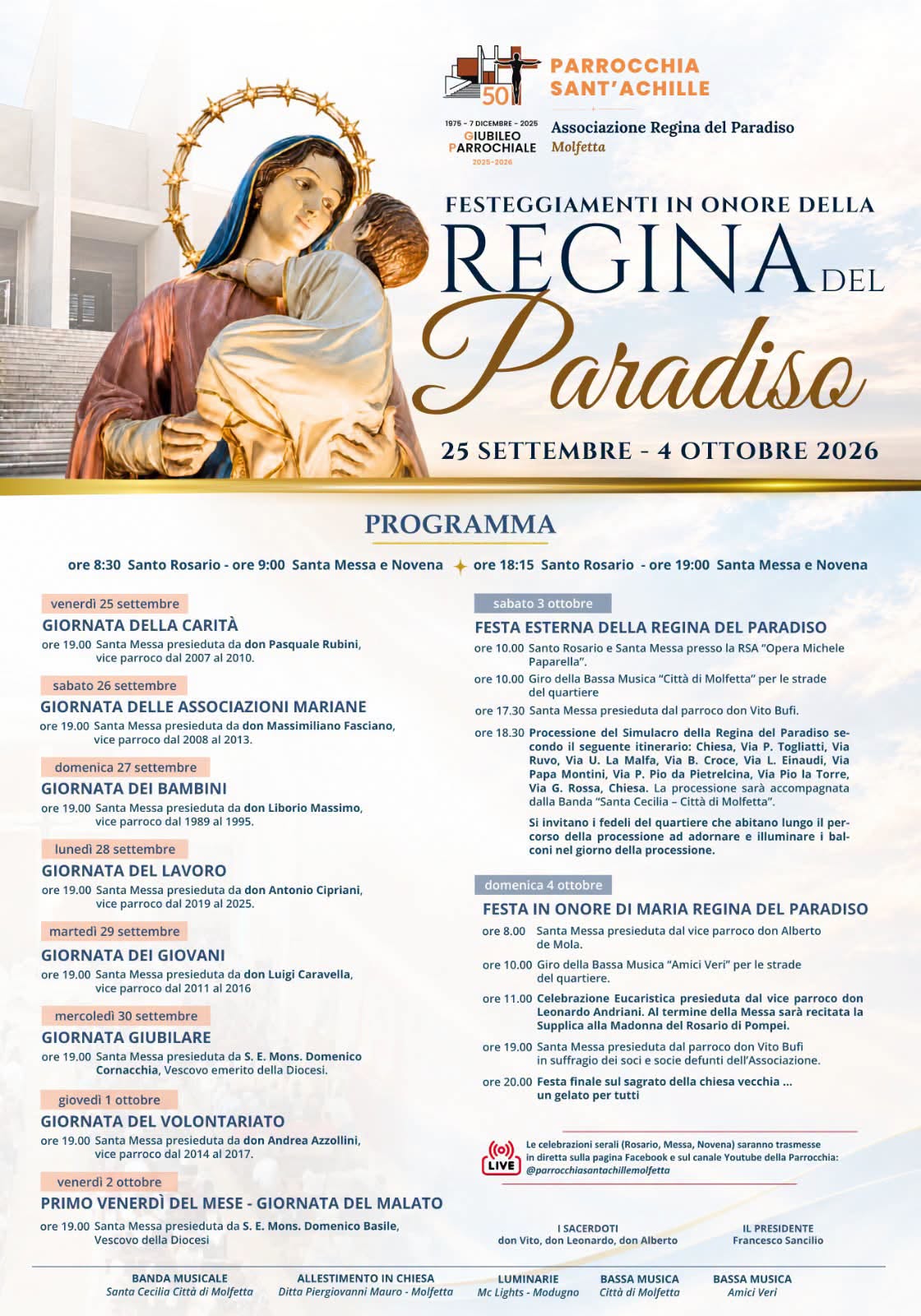 MARIA REGINA DEL PARADISO, SI AVVICINA LA DATA DELL'INIZIO DELLA NOVENA E DELLA FESTA