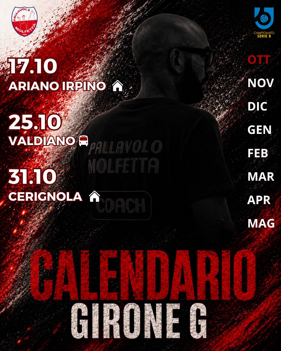INDECO MOLFETTA, UFFICIALE IL CALENDARIO DEL GIRONE G: ESORDIO AL PALAPOLI CONTRO ARIANO IRPINO